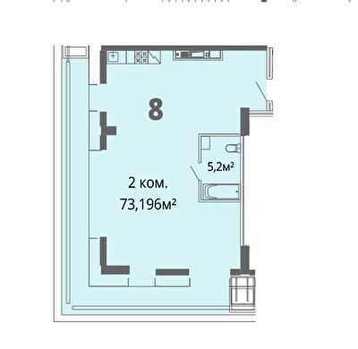 2-комнатная 73.19 м² в ЖК Грани от 26 200 грн/м², Днепр