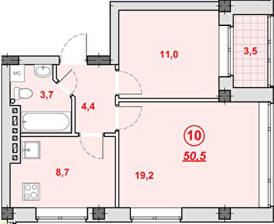 1-комнатная 50.5 м² в ЖК Южный от 23 250 грн/м², Днепр