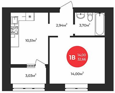 1-кімнатна 32.66 м² в ЖК Молодість від 23 800 грн/м², м. Ірпінь