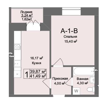 1-кімнатна 41.49 м² в ЖК Комфорт на Салтівці від 24 000 грн/м², Харків