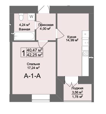 1-кімнатна 42.25 м² в ЖК Комфорт на Салтівці від 24 000 грн/м², Харків