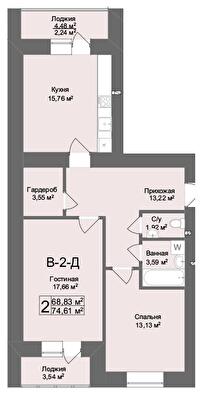 2-кімнатна 74.61 м² в ЖК Комфорт на Салтівці від 19 000 грн/м², Харків