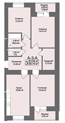 3-кімнатна 88.79 м² в ЖК Комфорт на Салтівці від 21 500 грн/м², Харків