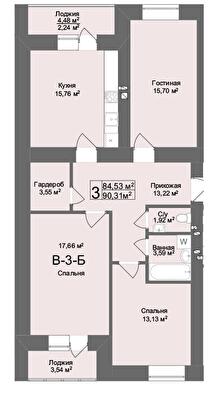 3-кімнатна 90.31 м² в ЖК Комфорт на Салтівці від 19 000 грн/м², Харків