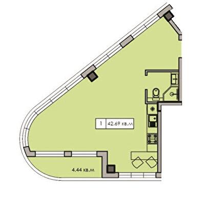 1-кімнатна 42.69 м² в ЖК CRYSTAL LUX від 18 650 грн/м², с-ще Ліски