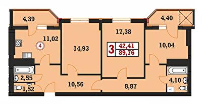 3-комнатная 89.76 м² в ЖК Гетманский от 15 200 грн/м², Хмельницкий