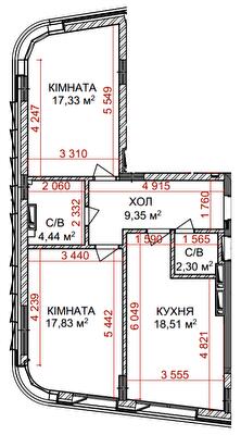 2-комнатная 69.76 м² в КД Идеалист от 68 250 грн/м², Киев