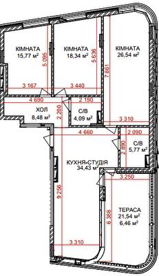 3-комнатная 98.49 м² в КД Идеалист от 75 150 грн/м², Киев