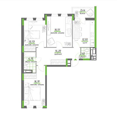 3-кімнатна 83.39 м² в ЖК Нивки-Парк від 39 303 грн/м², Київ
