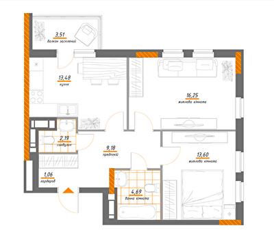 2-кімнатна 63.96 м² в ЖК Нивки-Парк від 51 020 грн/м², Київ