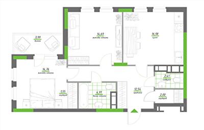 2-кімнатна 72.28 м² в ЖК Нивки-Парк від 42 750 грн/м², Київ