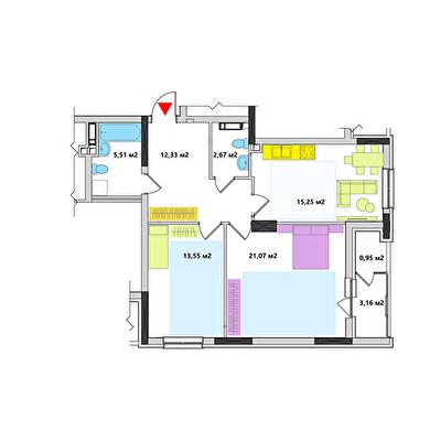 2-комнатная 68.3 м² в ЖК Академ-Квартал от 31 850 грн/м², Киев