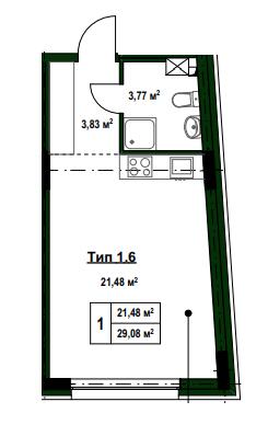 Студія 29.08 м² в ПБ на вул. Тургенєвська, 17 від 97 300 грн/м², Київ