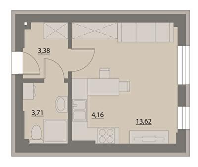 Студія 24.87 м² в Апарт-комплекс X-point від 21 500 грн/м², Київ