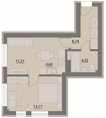 1-комнатная 40.04 м² в Апарт-комплекс X-point от 21 500 грн/м², Киев