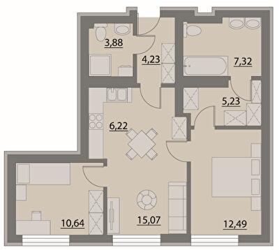 2-кімнатна 65.08 м² в Апарт-комплекс X-point від 21 500 грн/м², Київ