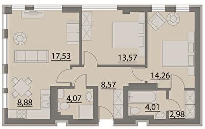 2-кімнатна 73.87 м² в Апарт-комплекс X-point від 21 500 грн/м², Київ