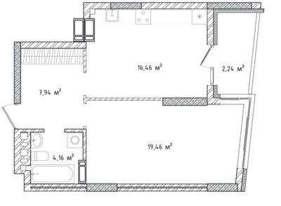 1-кімнатна 50.26 м² в ЖК Krona Park II від 25 616 грн/м², м. Бровари