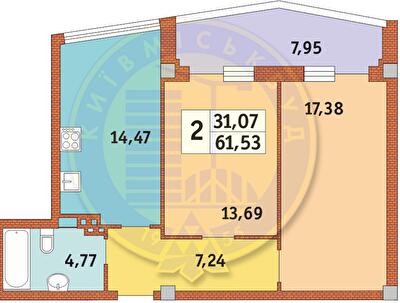 2-кімнатна 61.53 м² в ЖК Costa fontana від 31 500 грн/м², Одеса
