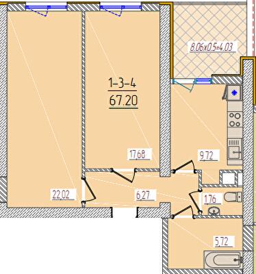 2-кімнатна 67.2 м² в ЖК KADORR City від 26 950 грн/м², Одеса