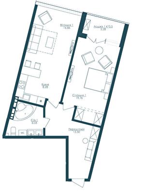 1-кімнатна 66.71 м² в ЖК KANDINSKY Odessa Residence від 51 421 грн/м², Одеса