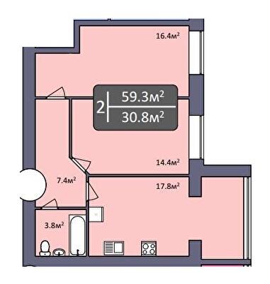2-комнатная 59.3 м² в ЖК Северная Мечта от 16 400 грн/м², Николаев