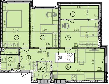 3-кімнатна 72.2 м² в ЖК Manhattan від 26 150 грн/м², Одеса