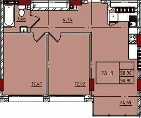 2-кімнатна 58.9 м² в ЖК Manhattan від 26 250 грн/м², Одеса