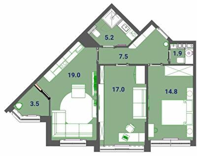 2-комнатная 68.9 м² в ЖК SunCity от 21 500 грн/м², Одесса