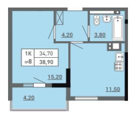 1-кімнатна 38.9 м² в ЖК Акварель-3 від 22 400 грн/м², Одеса