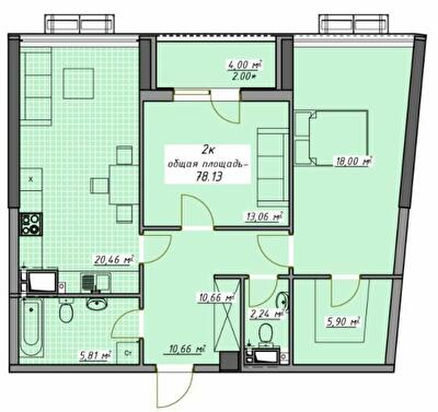 2-кімнатна 78.13 м² в ЖК Атмосфера від 22 850 грн/м², Одеса