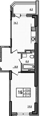 1-кімнатна 51.7 м² в ЖК Хвиля від 22 150 грн/м², Одеса