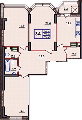 3-кімнатна 99.2 м² в ЖК Хвиля від 21 300 грн/м², Одеса