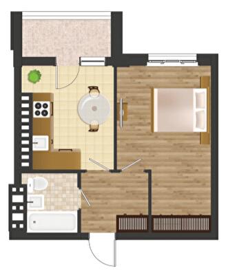 1-кімнатна 43.3 м² в ЖК Золота Ера від 25 150 грн/м², с. Крижанівка