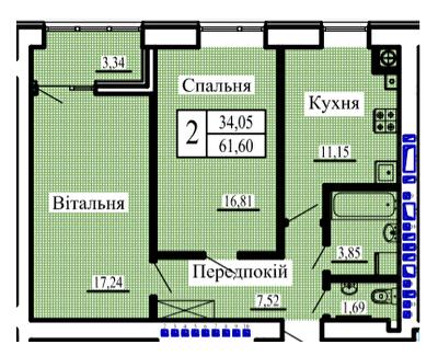 2-комнатная 61.6 м² в ЖК Новая Барселона от 15 700 грн/м², г. Ковель