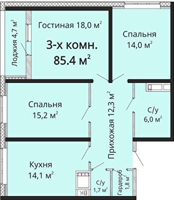 3-кімнатна 85.4 м² в ЖК Омега від 23 650 грн/м², Одеса