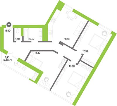 3-кімнатна 95.7 м² в ЖК Оселя Парк від 24 500 грн/м², Луцьк