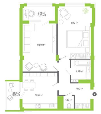 2-кімнатна 72.4 м² в ЖК Оселя Парк від 26 500 грн/м², Луцьк