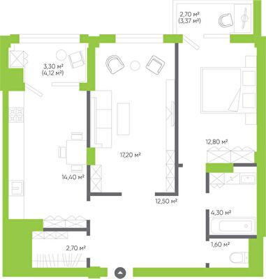 2-кімнатна 71.5 м² в ЖК Оселя Парк від 26 500 грн/м², Луцьк