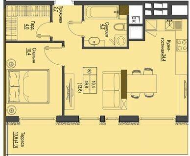 1-кімнатна 49.8 м² в ЖК Перший Французький від 45 400 грн/м², Одеса