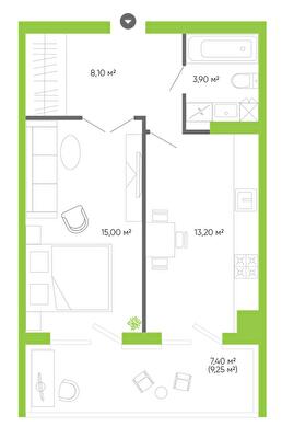 1-кімнатна 47.6 м² в ЖК Оселя Парк від 25 500 грн/м², Луцьк