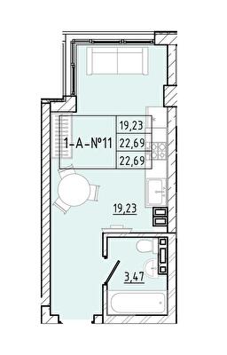 1-кімнатна 22.69 м² в ЖК Приморські Сади від 20 600 грн/м², Одеса