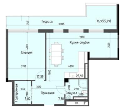 1-кімнатна 63.51 м² в ЖК Простір+ на Дачній від 31 250 грн/м², Одеса