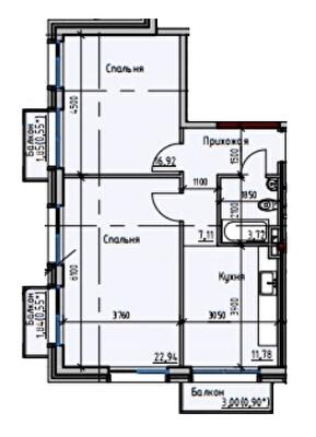 2-кімнатна 64.48 м² в ЖК Простір+ на Дачній від 30 500 грн/м², Одеса