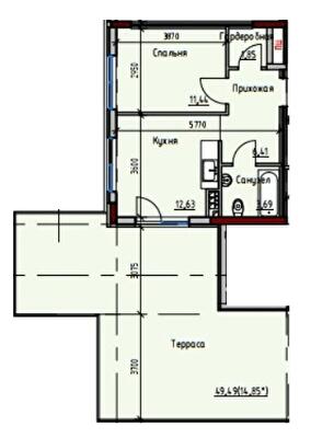 1-кімнатна 50.87 м² в ЖК Простір+ на Дачній від 31 250 грн/м², Одеса