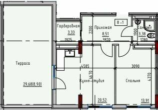 1-кімнатна 58.55 м² в ЖК Простір на Донського від 25 550 грн/м², Одеса