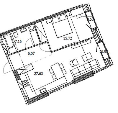 1-кімнатна 57.72 м² в ЖК BEREG Residence від 38 650 грн/м², Київ