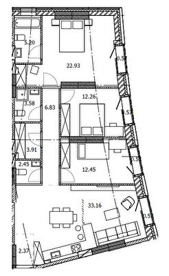 3-кімнатна 107.42 м² в ЖК BEREG Residence від 34 050 грн/м², Київ