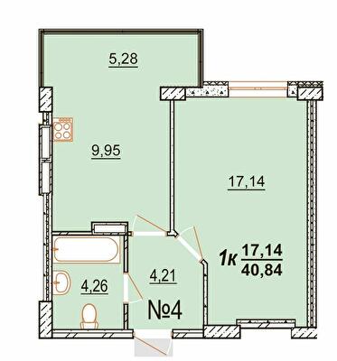 1-кімнатна 40.84 м² в ЖК BRUSSELS від забудовника, с. Крижанівка