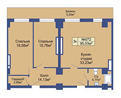 3-кімнатна 95.03 м² в ЖК Колумб від 20 800 грн/м², с. Крижанівка